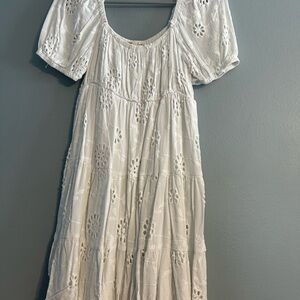 Rewind White Eyelet Midi Dress